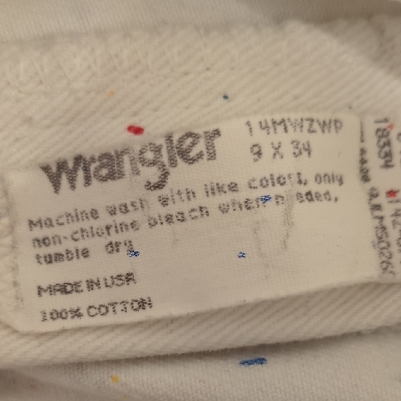 Wrangler vintage white paint splatter cowboy cut high rise slim taper leg jeans - Picture 8 of 10